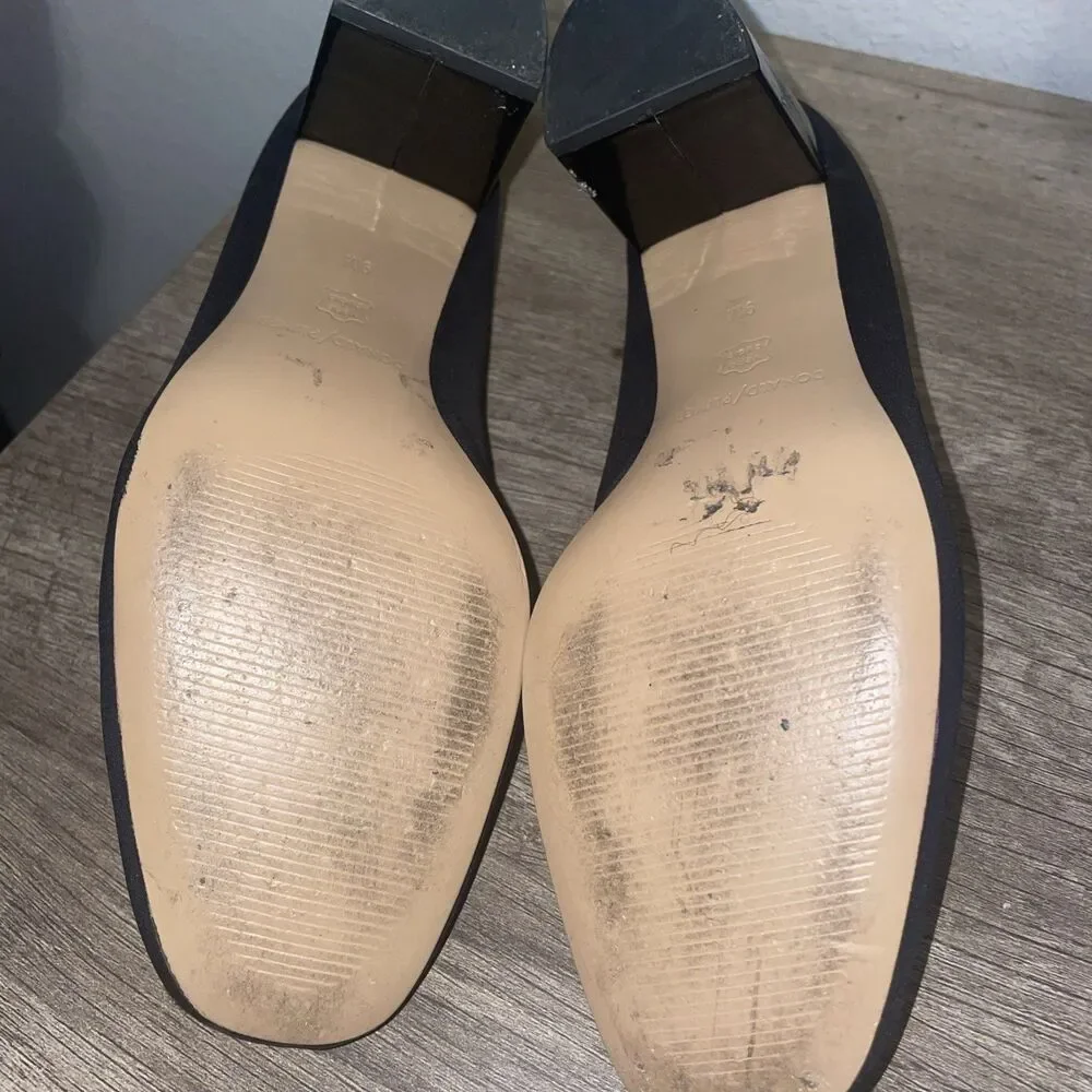 Donald Pliner Parris Round Toe Pumps Heels Womens Black  Block Heel Sz 9M